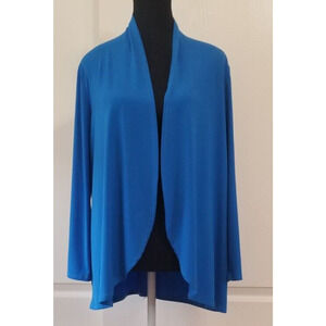Bob Mackie Wearable Art Kimono Top Women's Size S Blue Open Front Cardigan Boho
